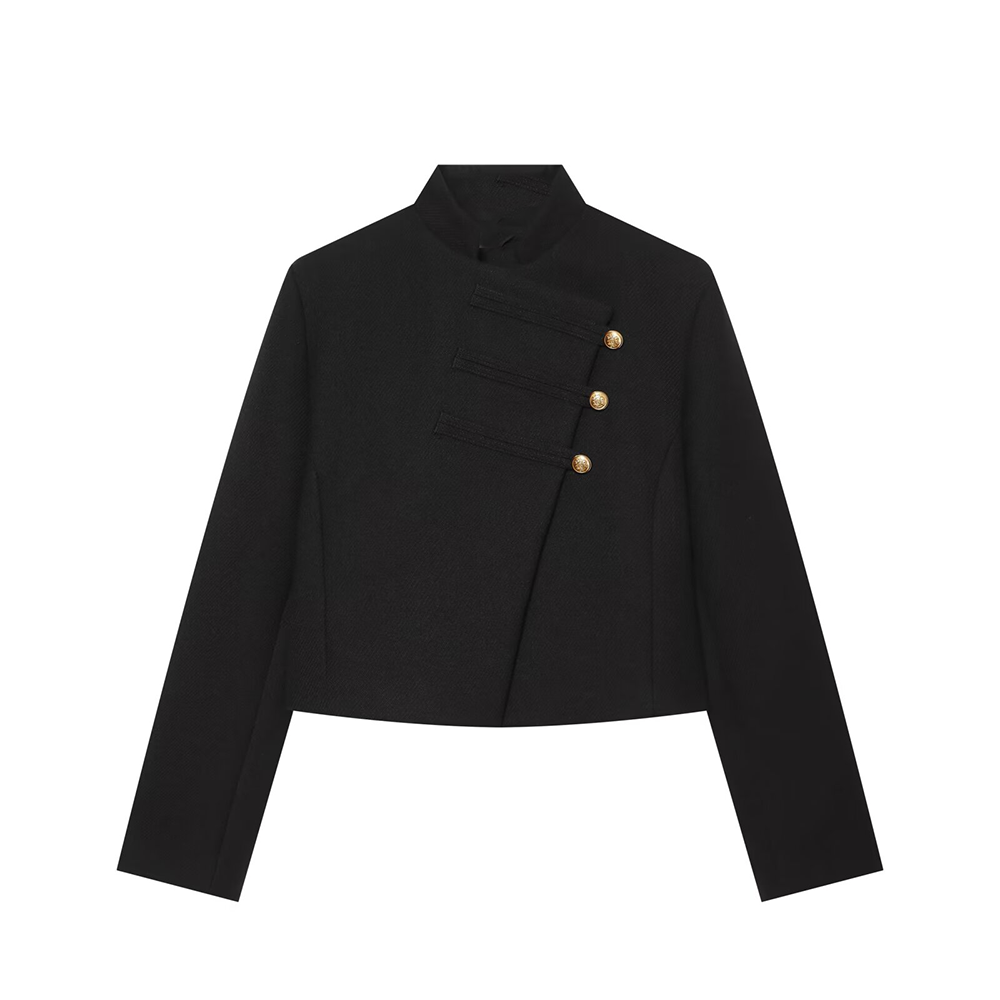 Women's slim short buttoned jacket Coat