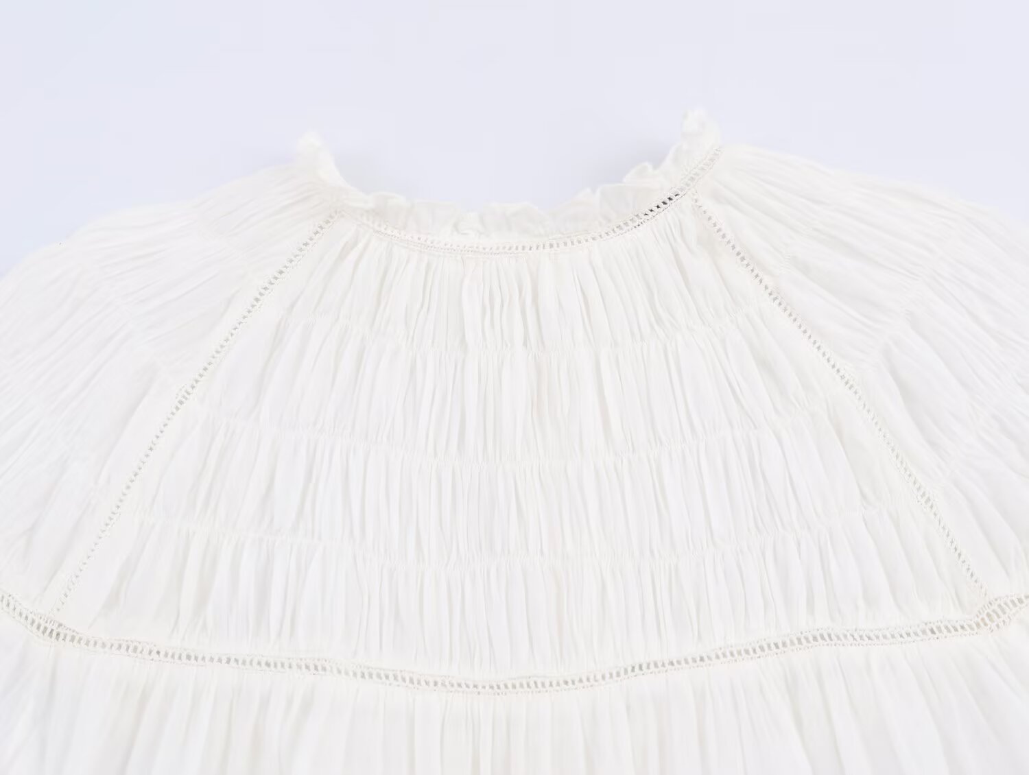 Women's embroidery decoration loose pleated shirt