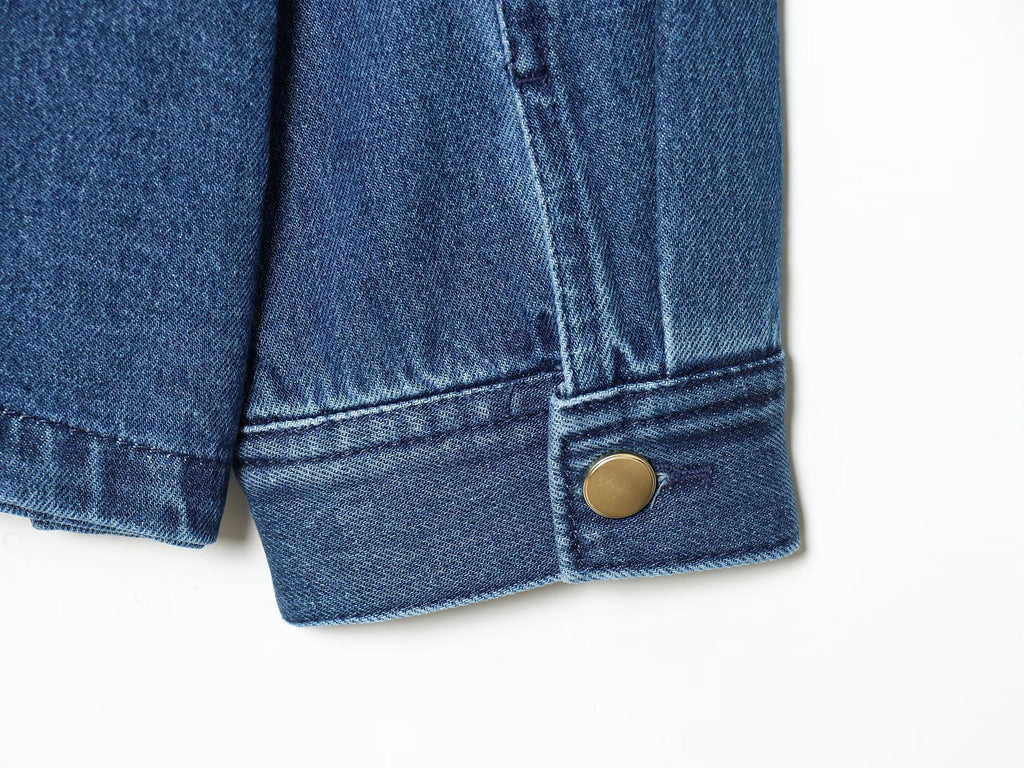 Women's corduroy collar loose denim shirt Coat
