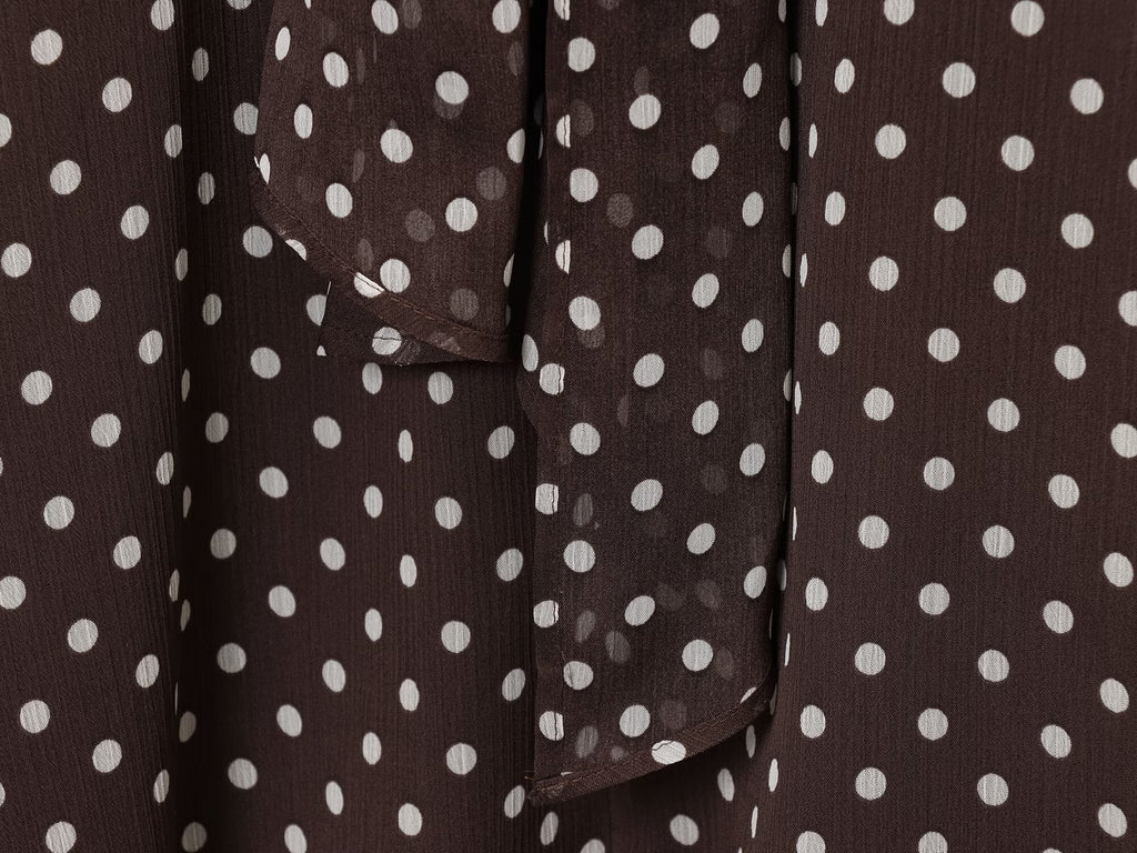 Women's bow decoration polka dot shirt