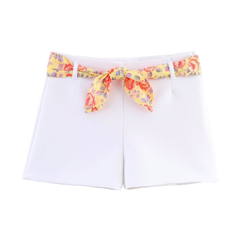 Women's new fashion printed halter neck vest retro sleeveless backless women's vest+Shorts Women's suit