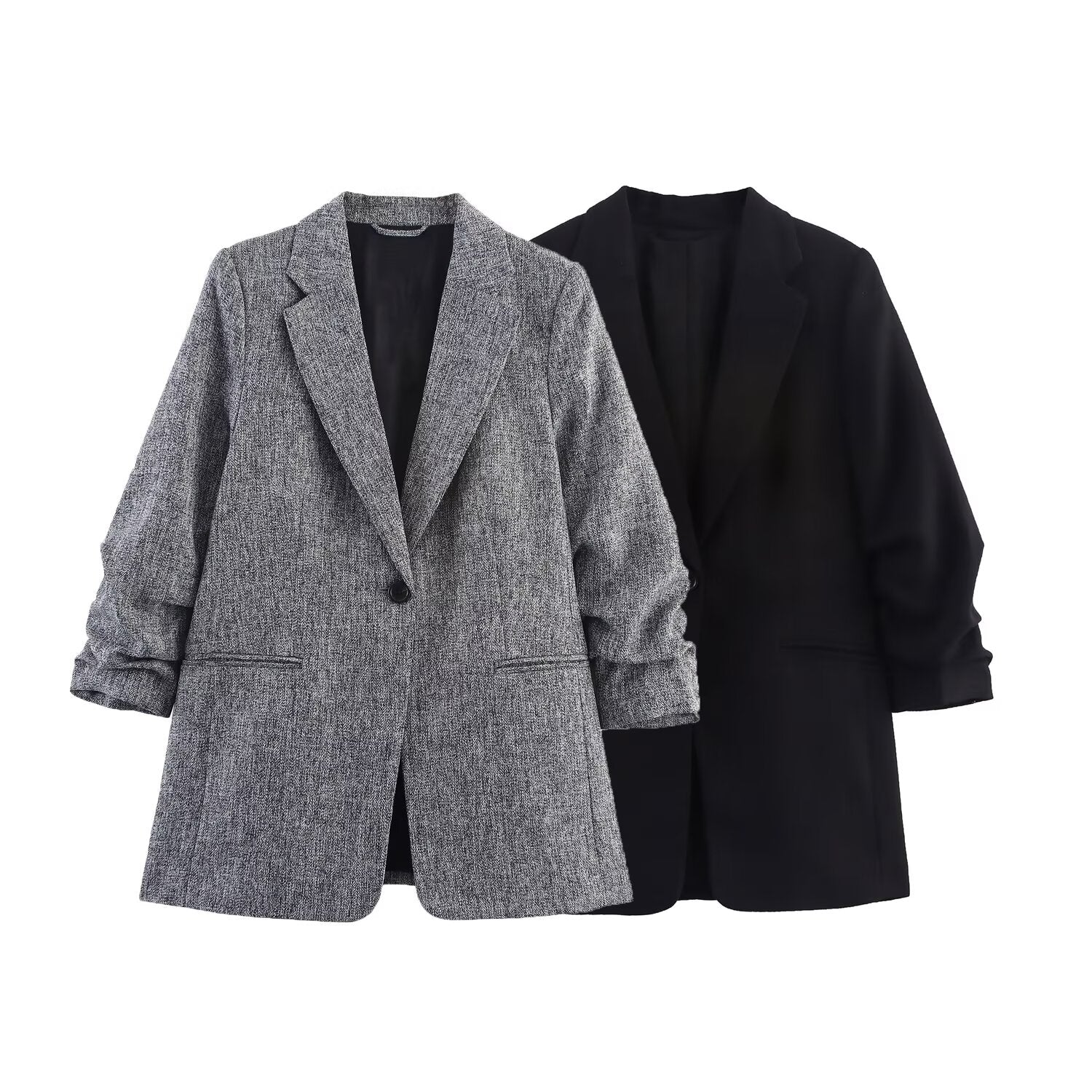 Women's new fashion pleated sleeve casual Button-up suit jacket