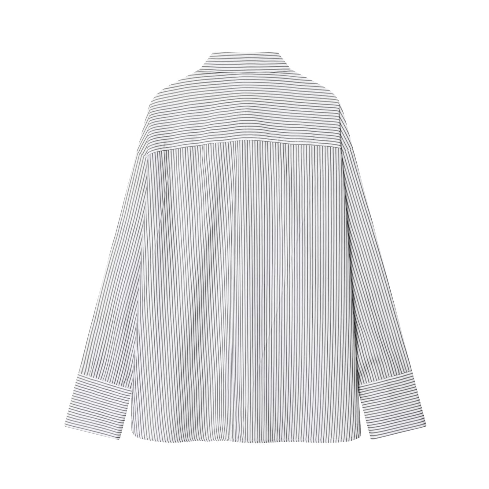 Women's New Scarf Decorative Striped Poplin Shirt