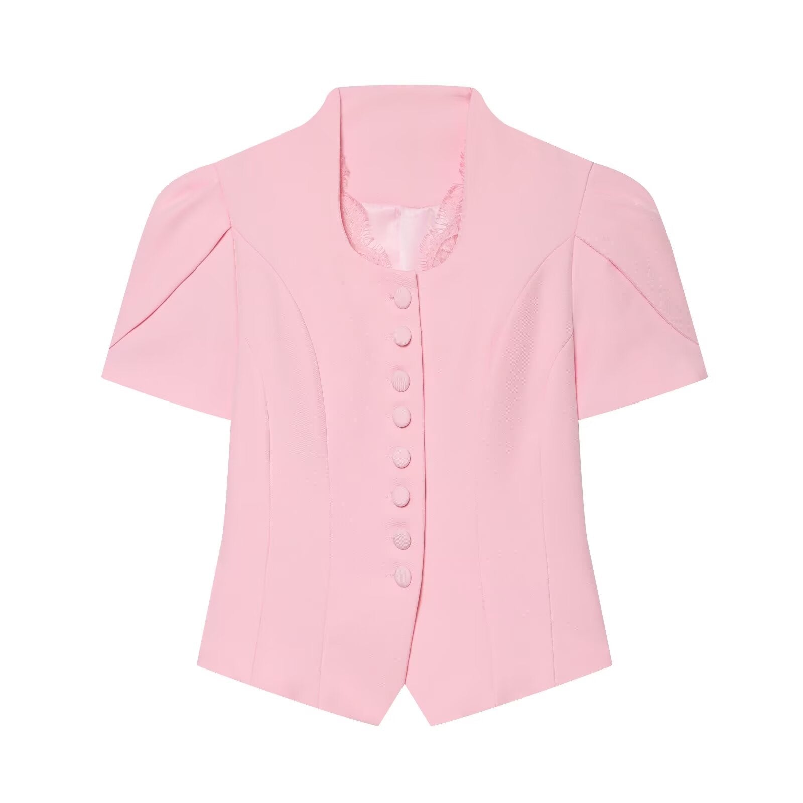 Women's new lace patchwork short sleeved Blazer top