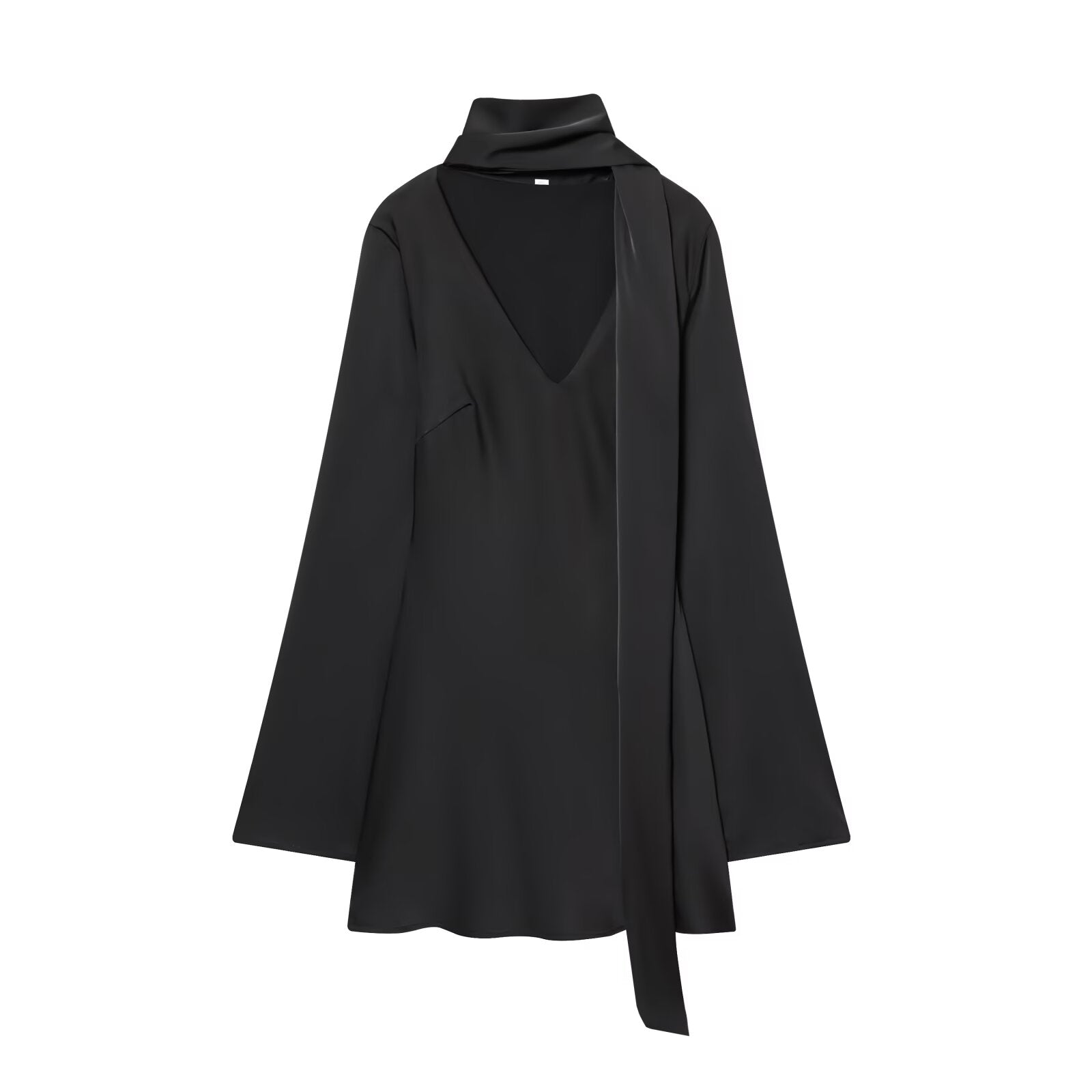Women's new scarf decoration satin texture mini dress