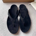 Women's new suede slippers with flat bottom and soft bottom have a shoe box