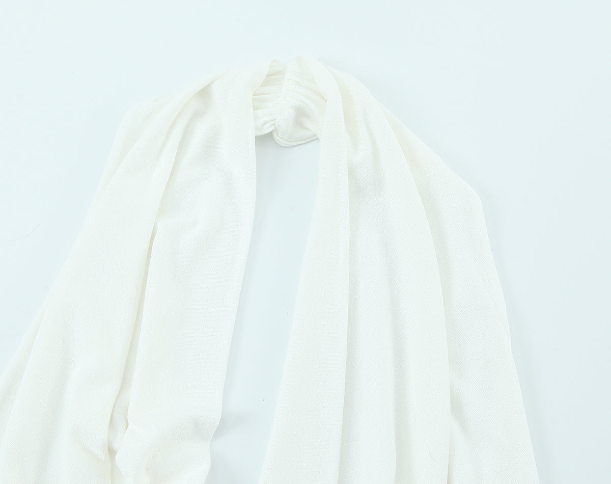 Women's pleated Hanging neck collar top