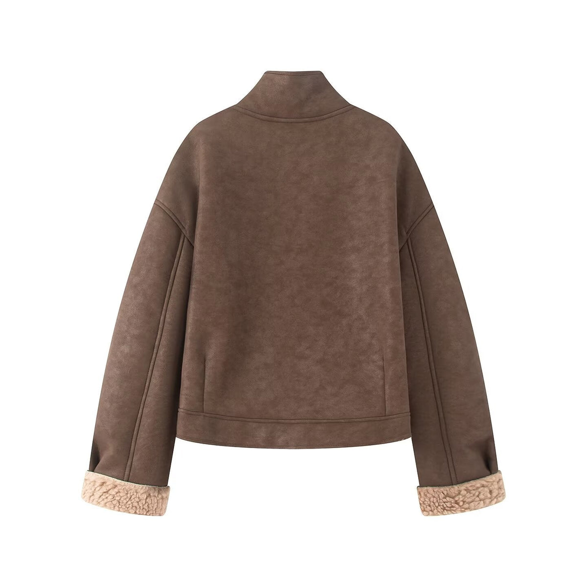 Women's casual double-sided Fur Leather jacket Coat