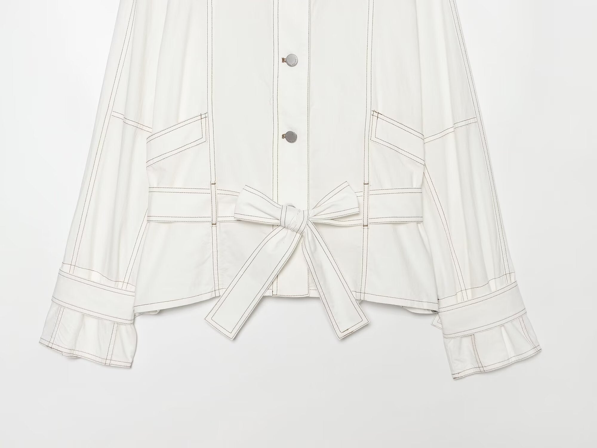 Women's contrasting bright line stand collar Coat