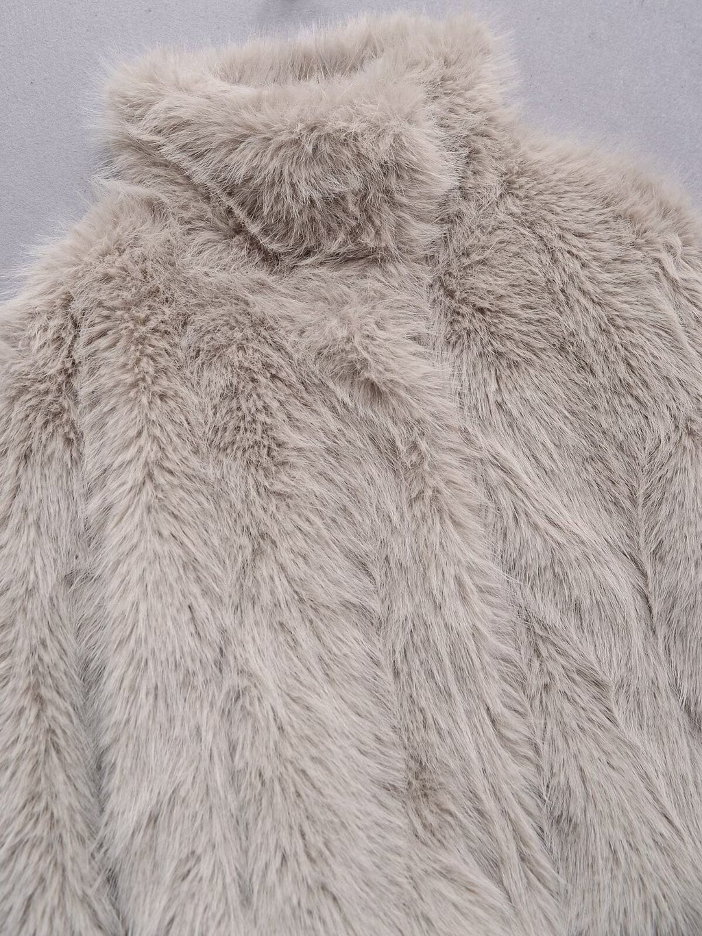 Women's faux fur effect short stand collar Coat