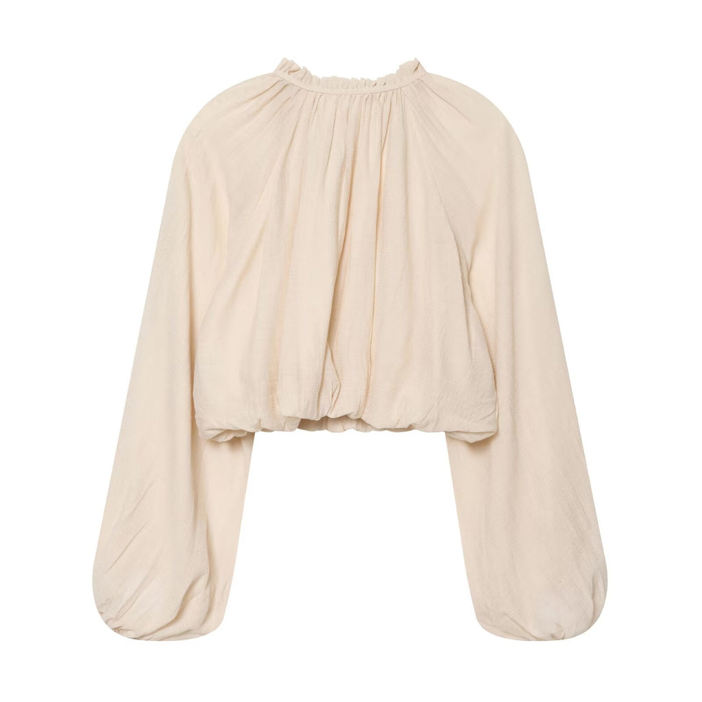 suit Women's 2 pieces bow decoration lantern sleeve top+Skirts