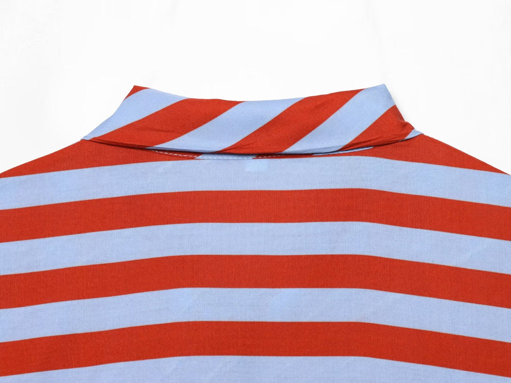 Women's bow decoration striped shirt
