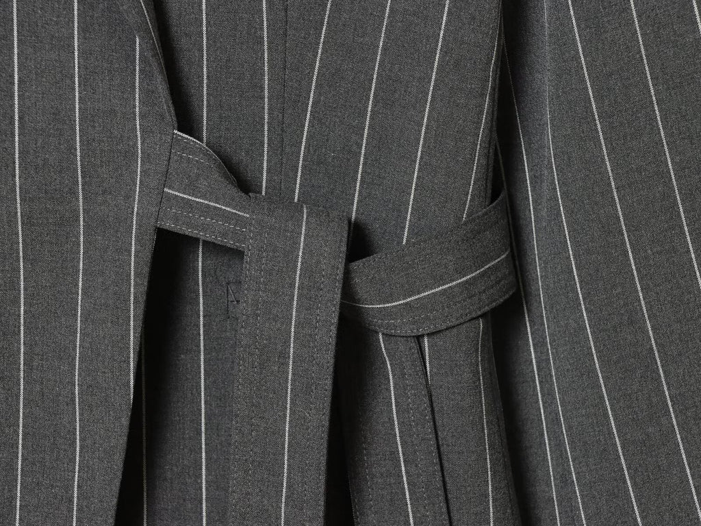 suit Women's 2 pieces wrap style lace up striped Blazer Coat +Pants