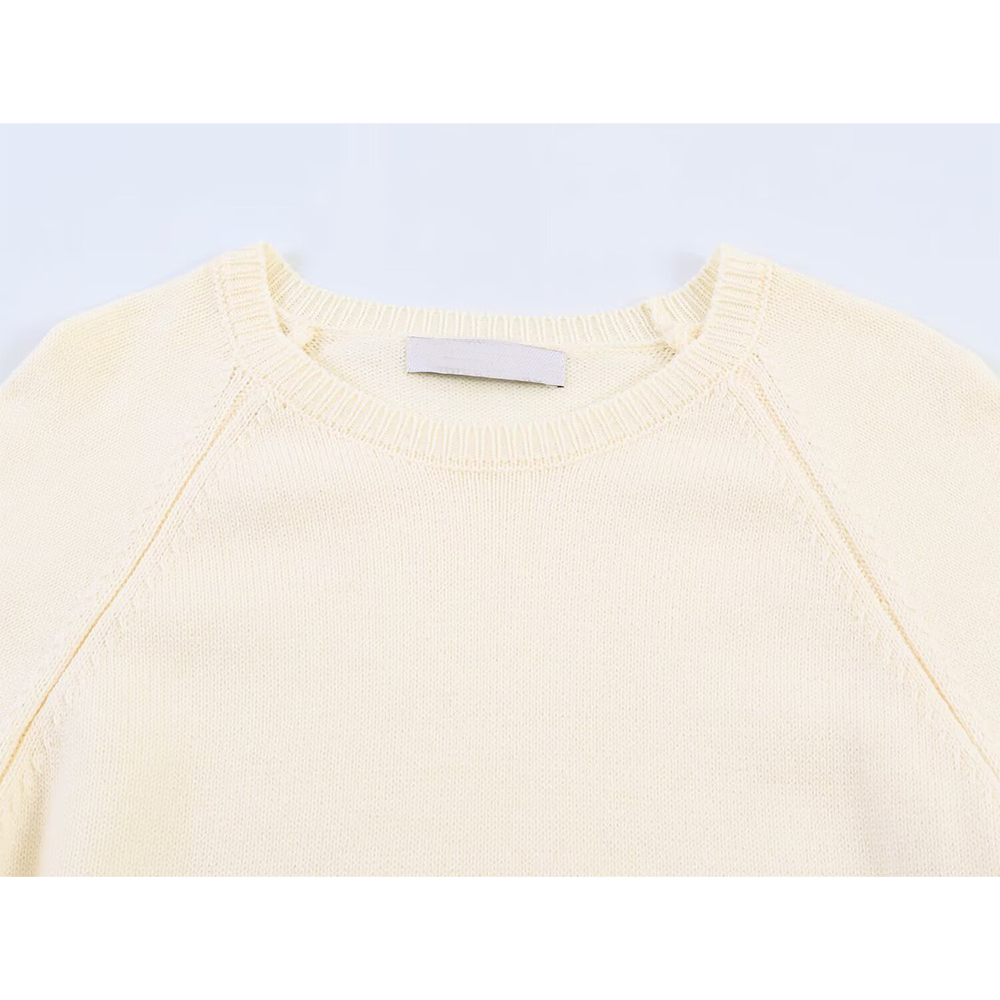 Women's rolled up sleeve patchwork knit sweater