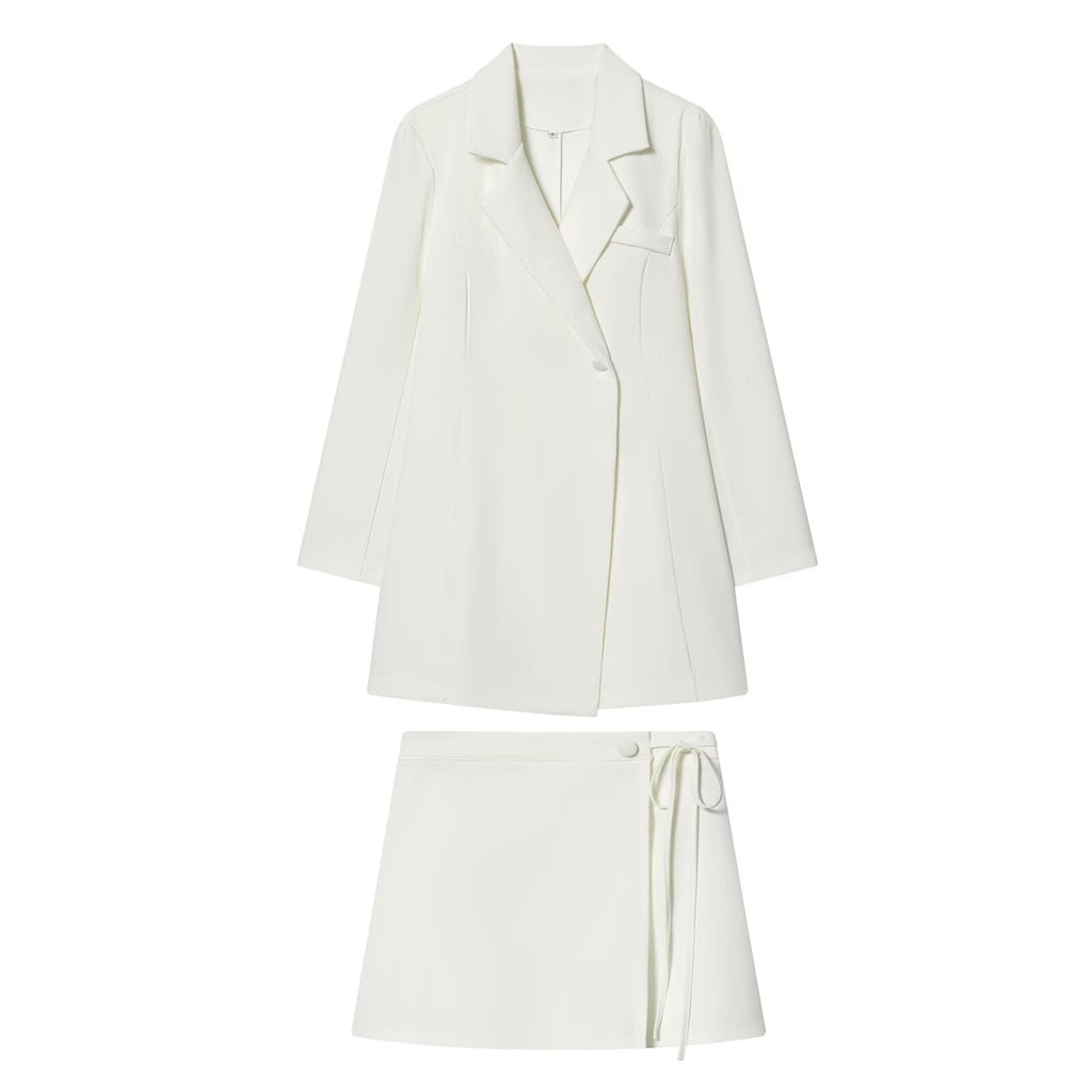 suit Women's 2 pieces waist cinched Blazer style dress+skirt