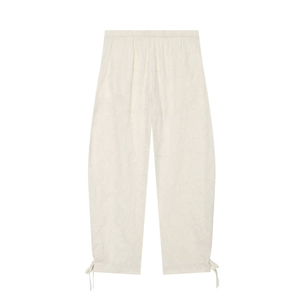 suit Women's 2 pieces embroidered bead hanging neck top+lantern pants
