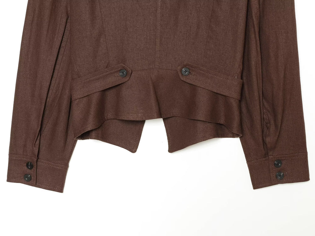 Women's linen blended Button-up Coat