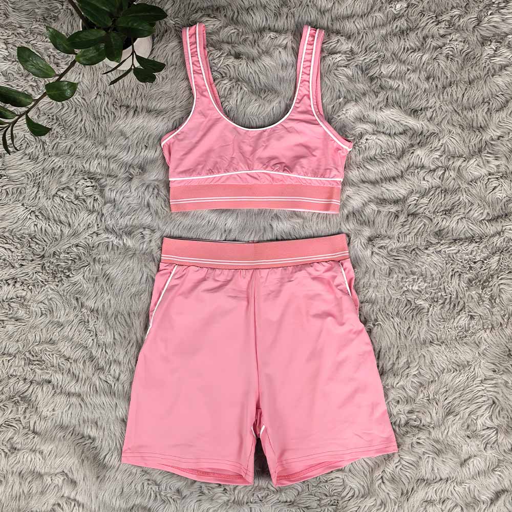 Women's new high-elastic, high-waist hip-lifting shorts vest fitness suit