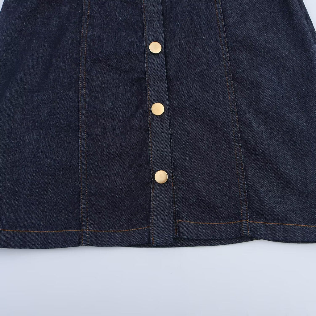 Women's new fashion sleeveless shirt style slim denim mini dress