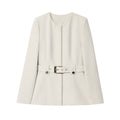 Women's new fashion with Belt slim round neck suit jacket+Pants suit