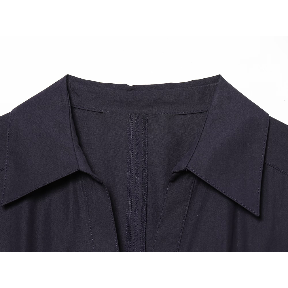 Women's Lapel bubble sleeve MIDI dress