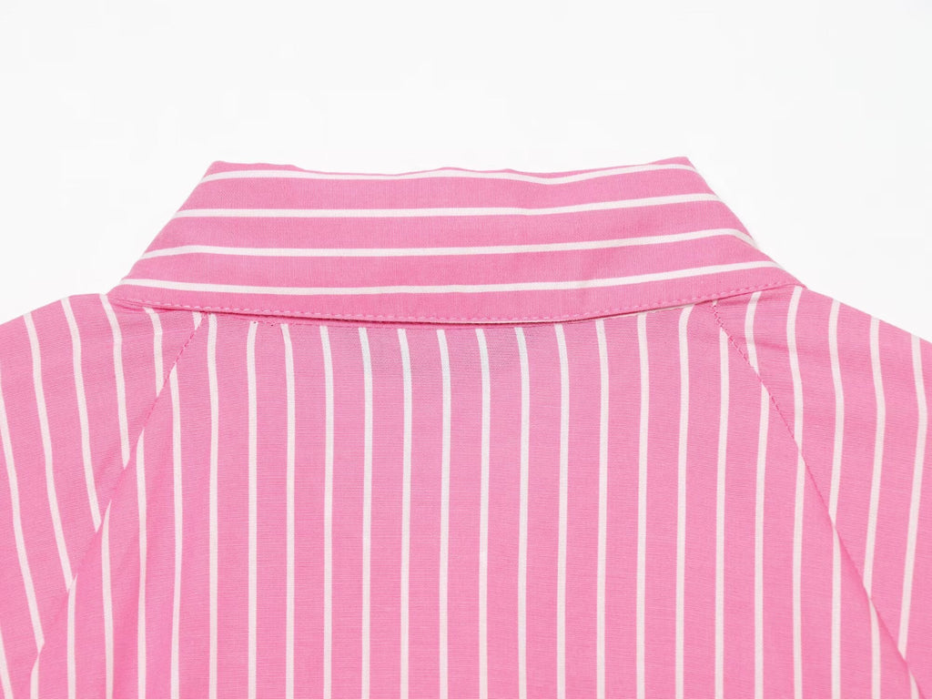 Women's casual striped poplin shirt