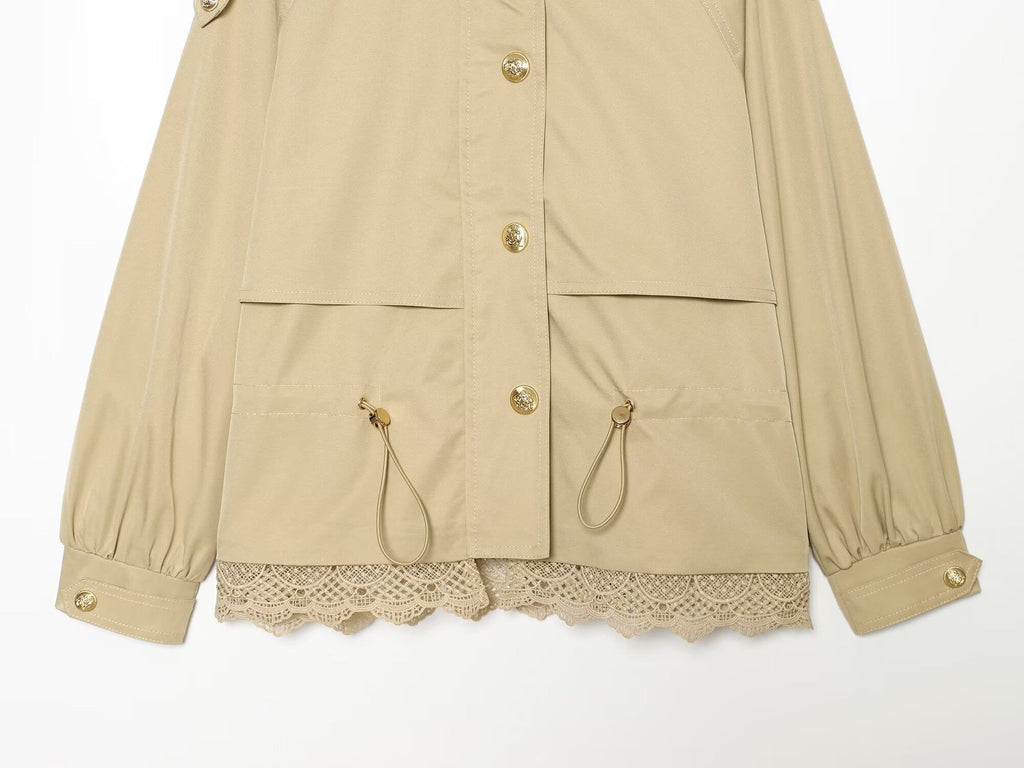 Women's casual lace patchwork workwear jacket