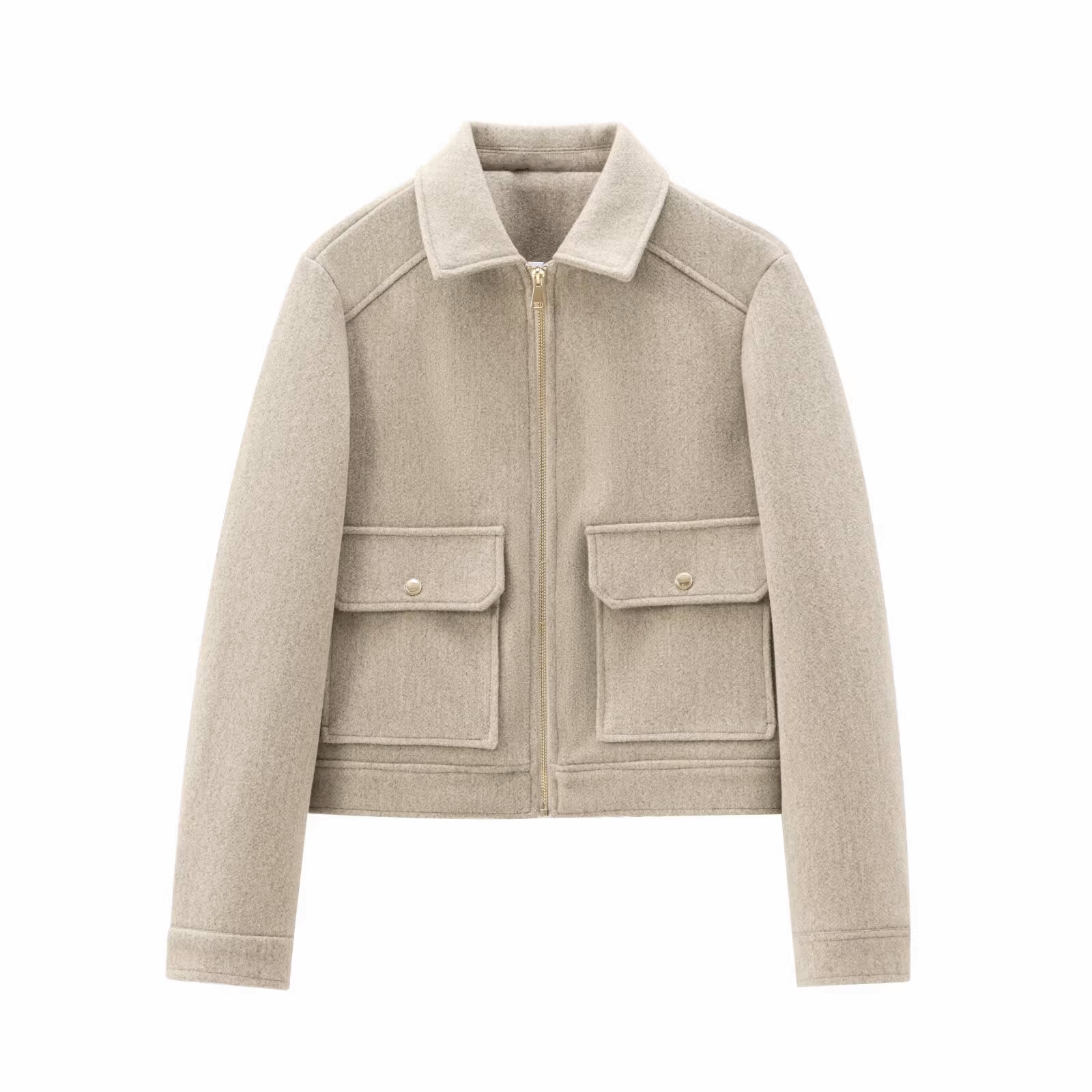 Women's new fashion warm short zipper woolen jacket Coat