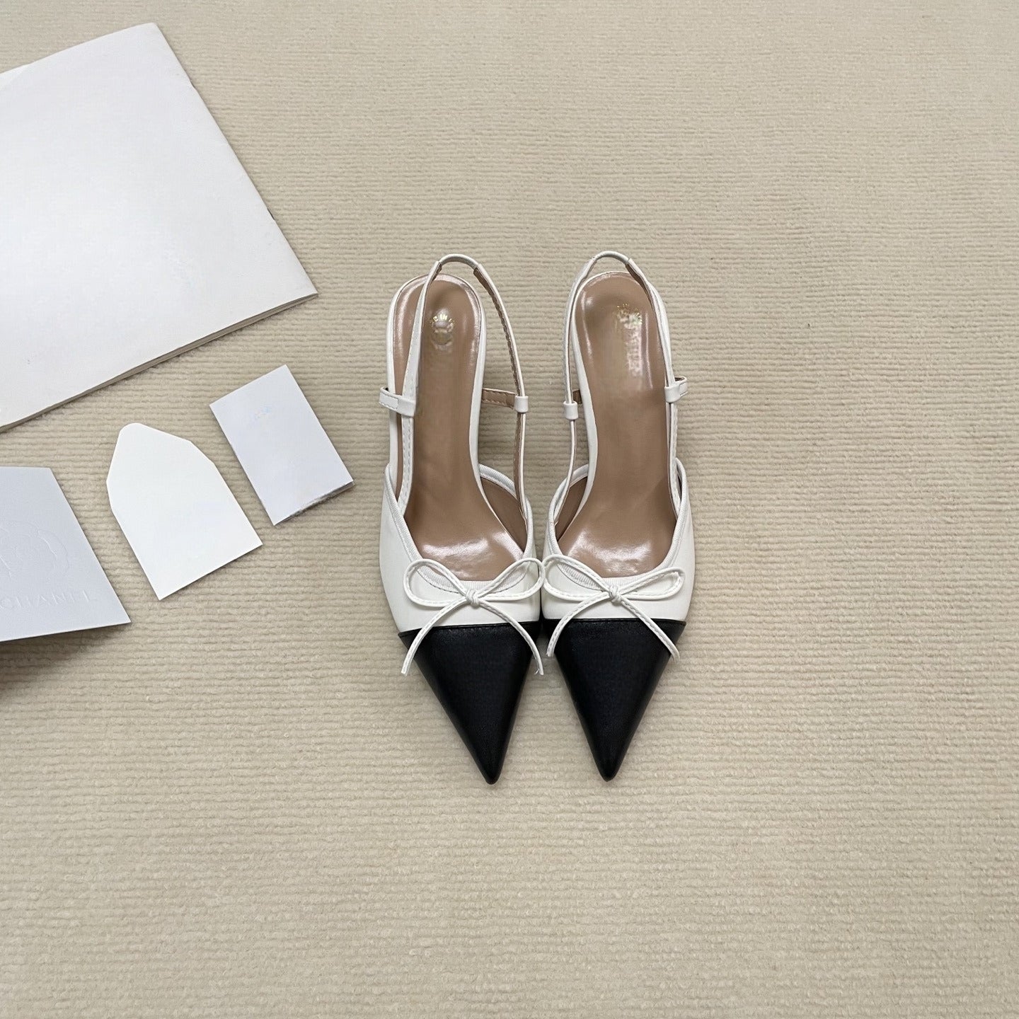 Women's New Fashion Wild Color Matching Design Bow Pointed Stiletto Heels