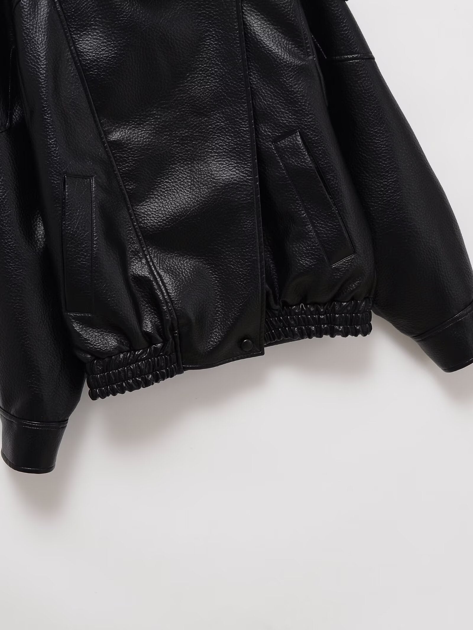Women's casual stand collar Faux Leather jacket Coat