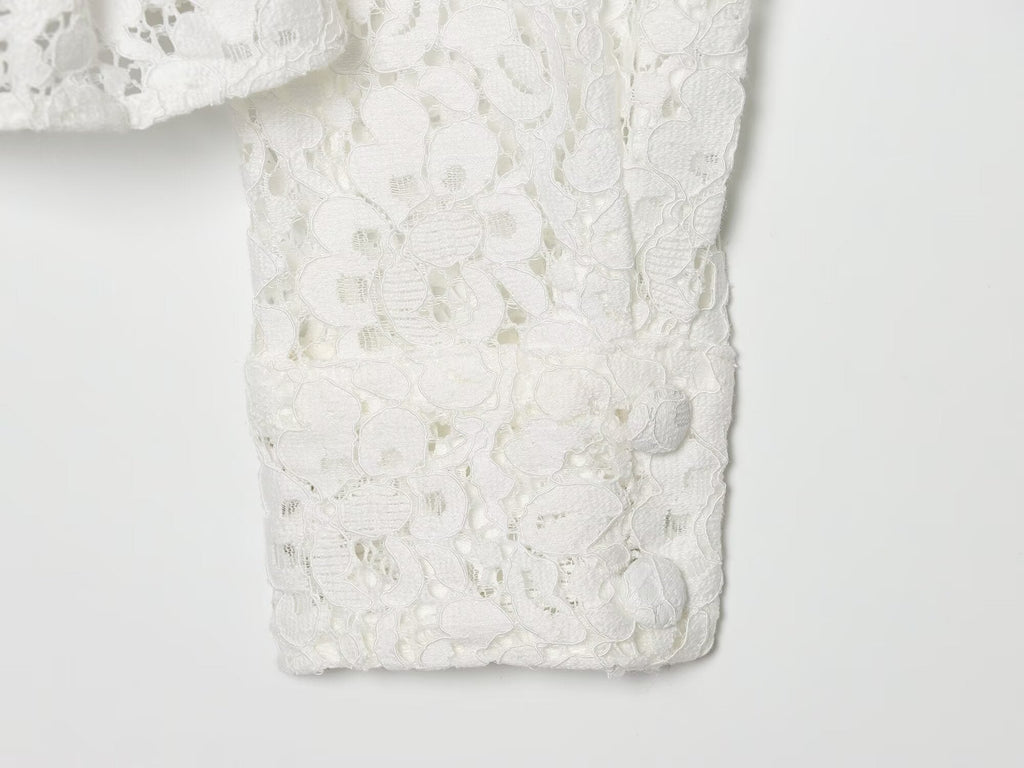 Women's lace O Neck double breasted Coat