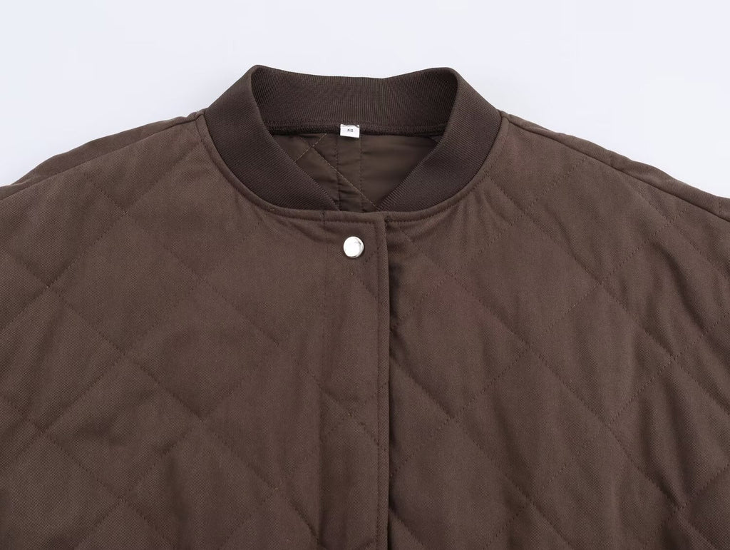 Women's new fashion warm stand collar quilted pilot jacket Coat