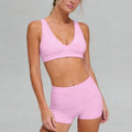 Women's new shockproof sports bra three-point shorts yoga suit with chest pad.