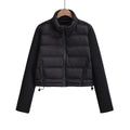 Women's short standing collar spliced cotton jacket Coat