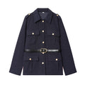 Women's New Fashion With Belt Long Sleeve Lapel Coat+Pants Suit