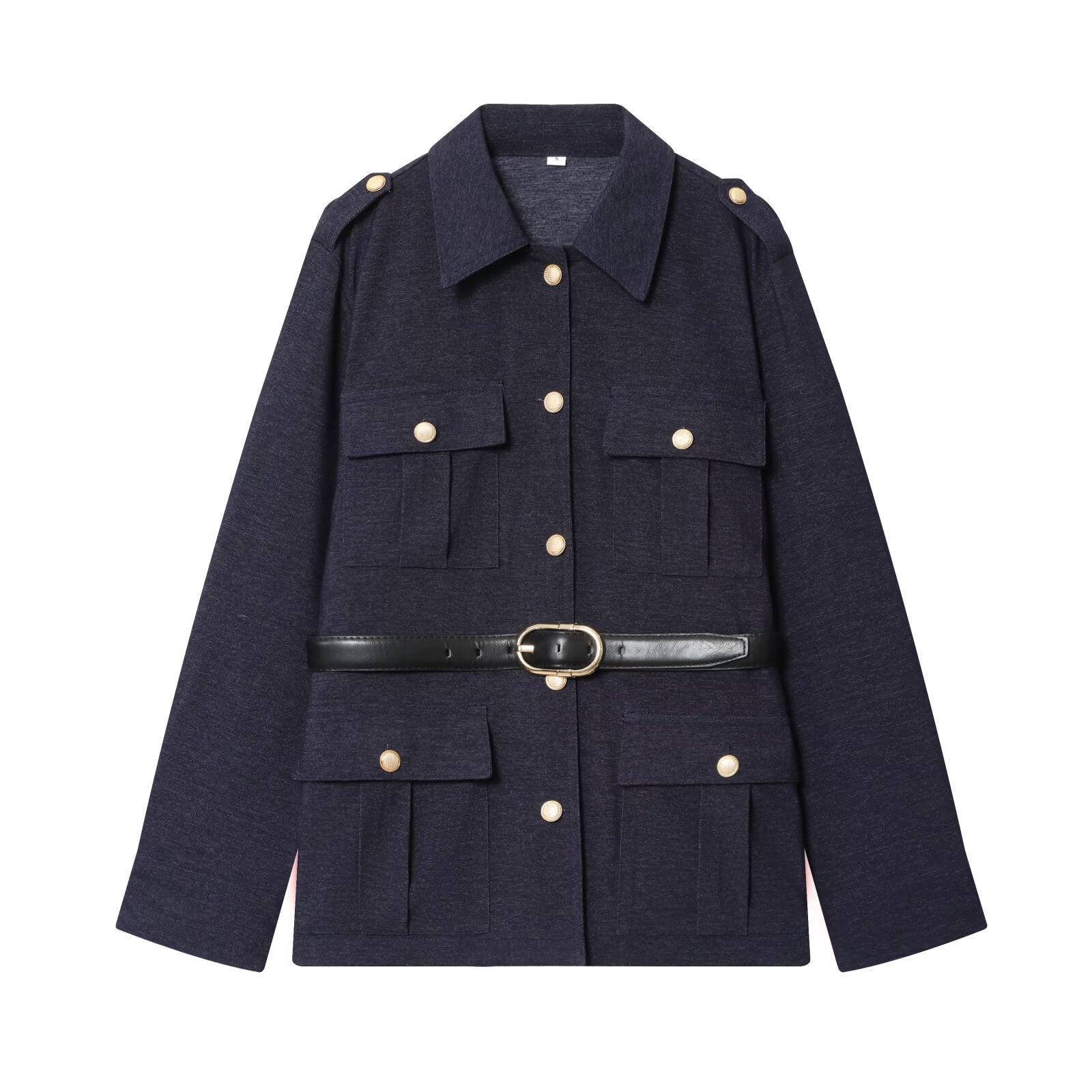 Women's New Fashion With Belt Long Sleeve Lapel Coat+Pants Suit