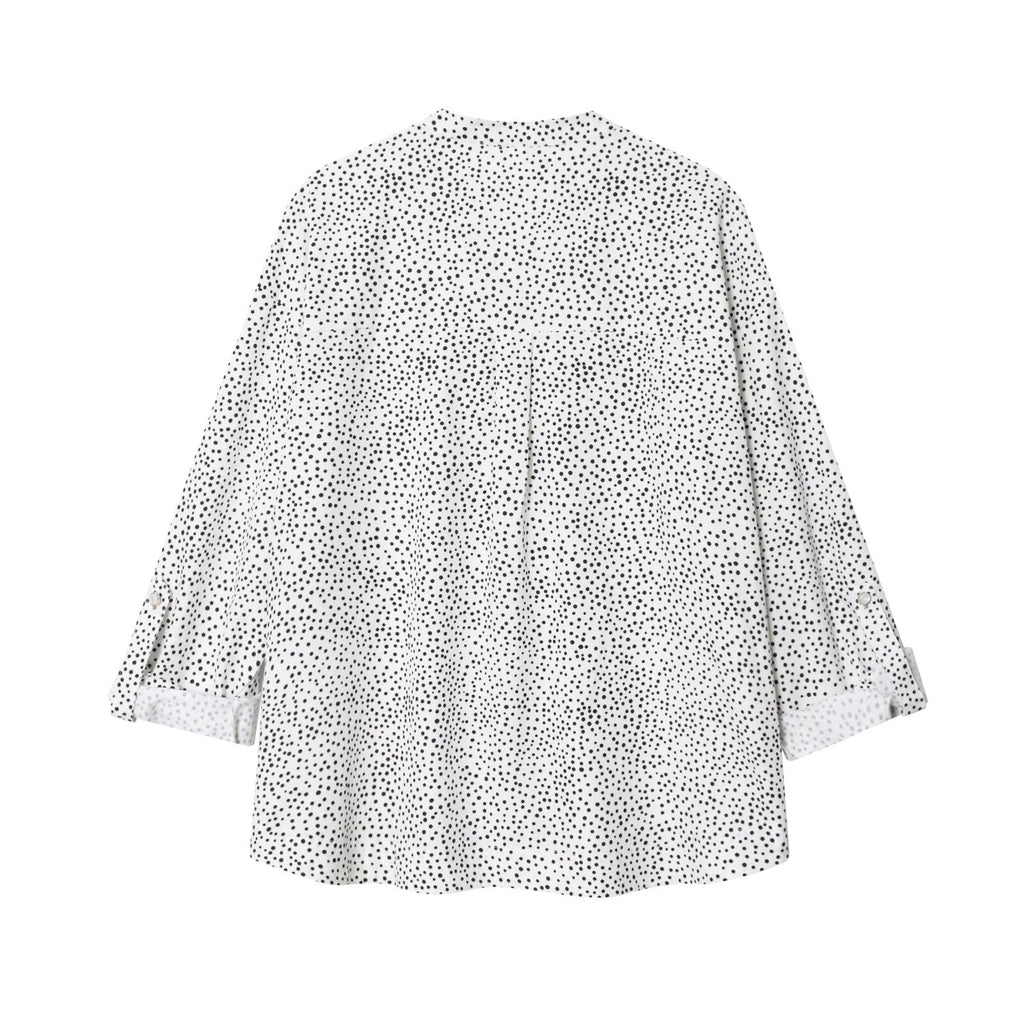 Women's new fashion adjustable design long sleeved polka dot shirt