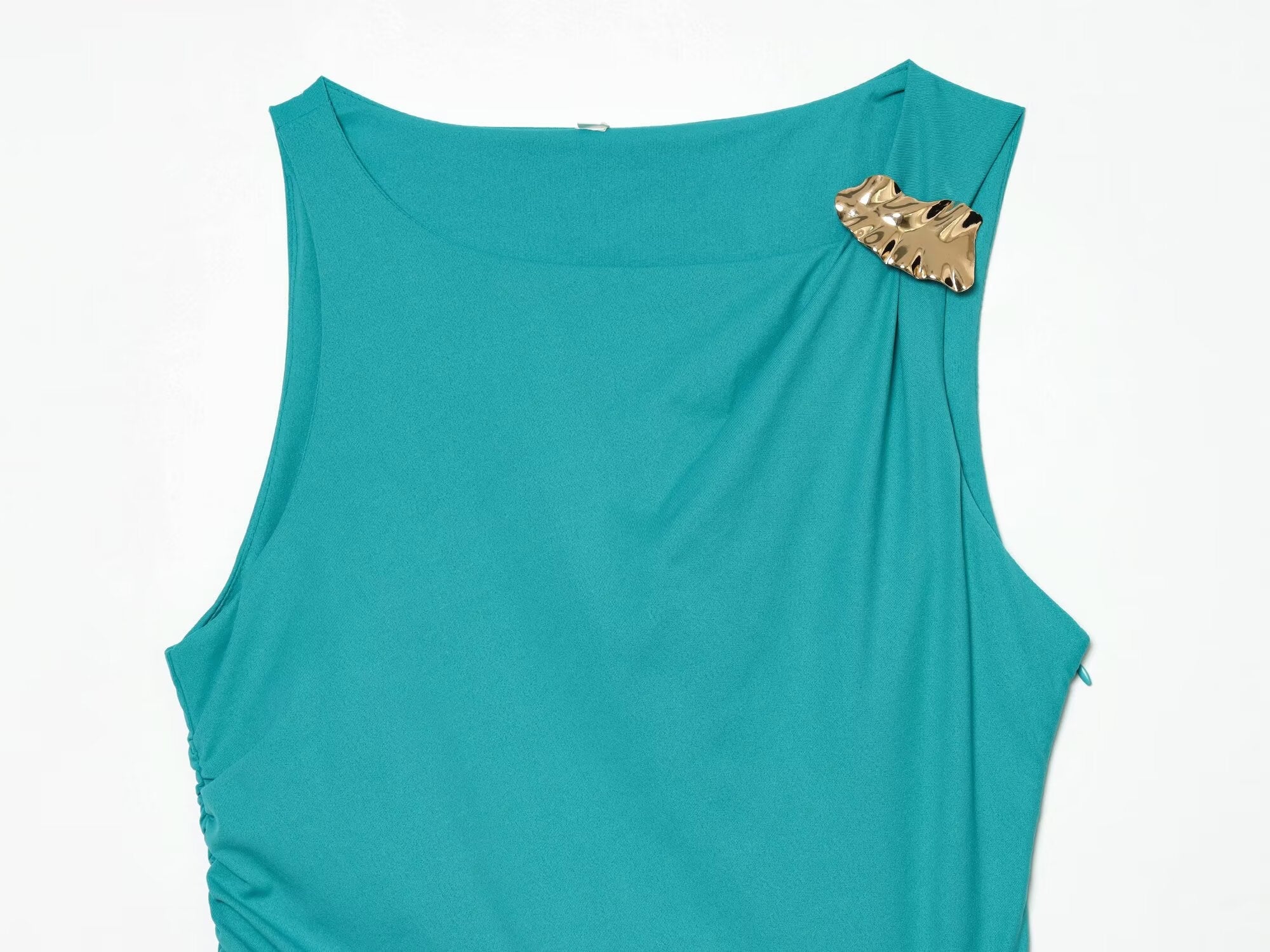Women's slit design pleated Midi dress