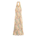 Women's new fashion flower print sleeveless hanging neck Midi Dress