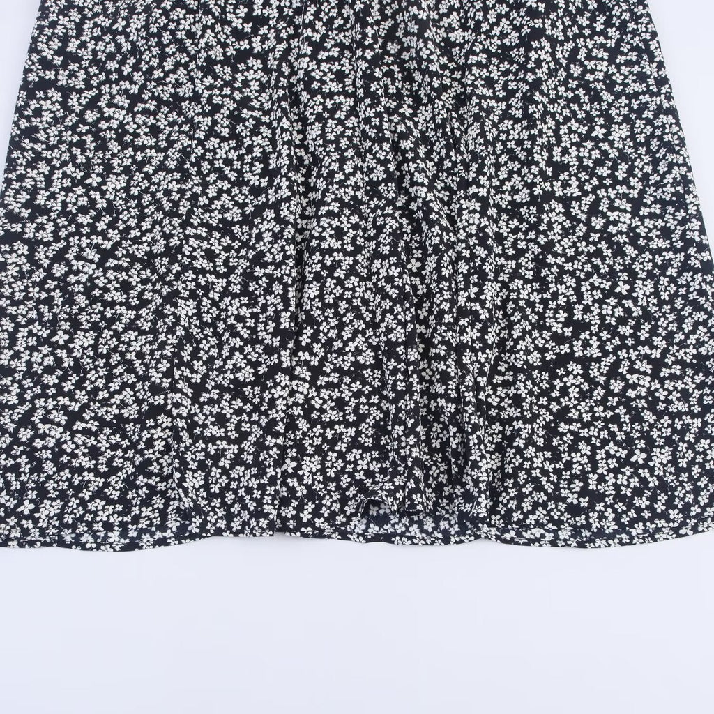 Women's Sweet Fashion Flower Printed suspender Midi Dress