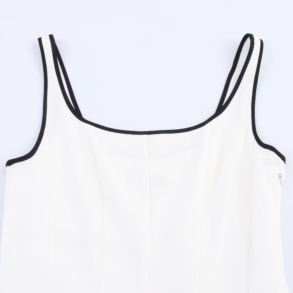 Women's new Fashion slim backless linen blend sleeveless MIDI dress