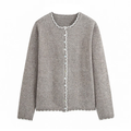 Women's contrasting spliced trimmed knitted Coat