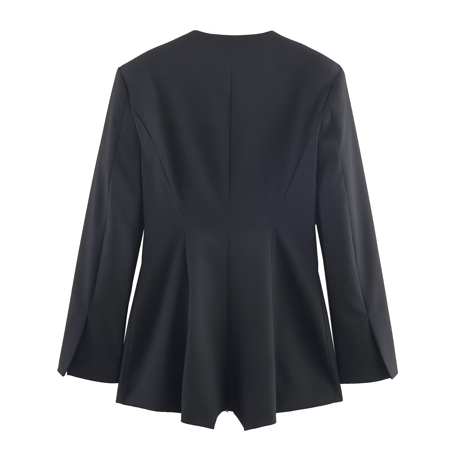 Women's black V-neck Blazer Coat style short jumpsuit