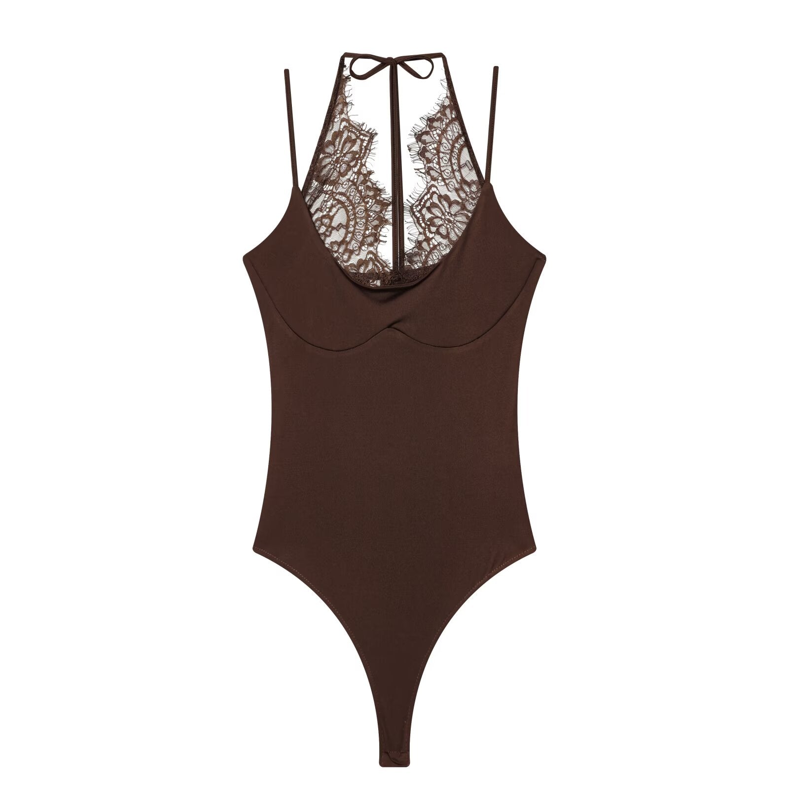 Women's patchwork lace halter neck jumpsuit