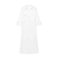 Women's new fashion buckle decoration loose linen blend shirt style MIDI dress