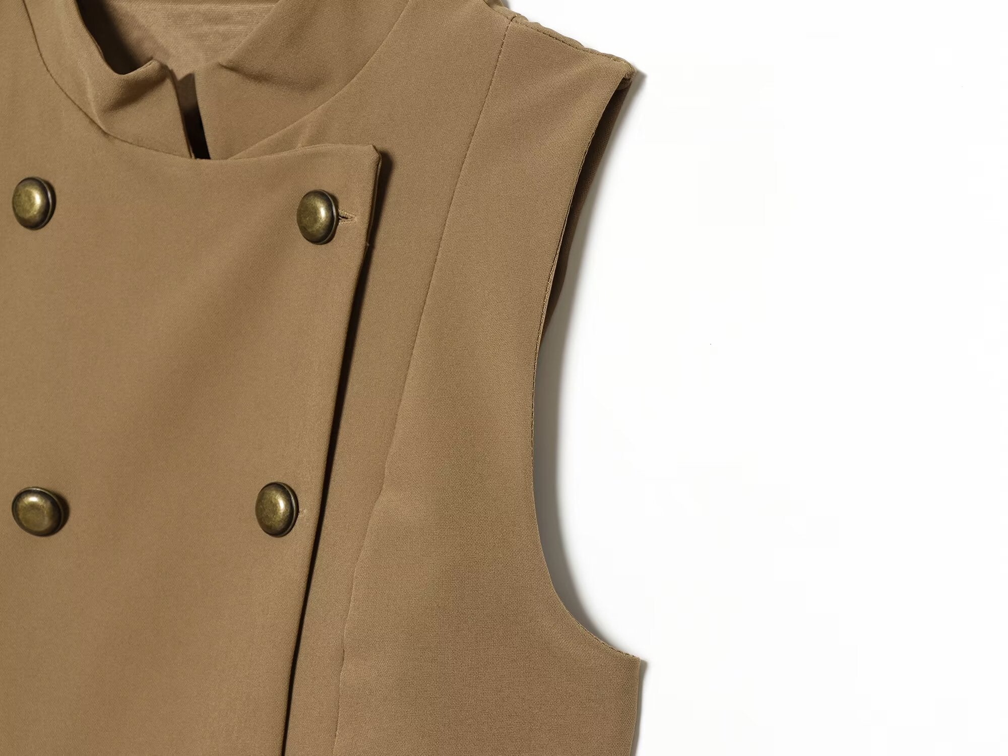 Women's Buckle decoration Ruffled vest style top