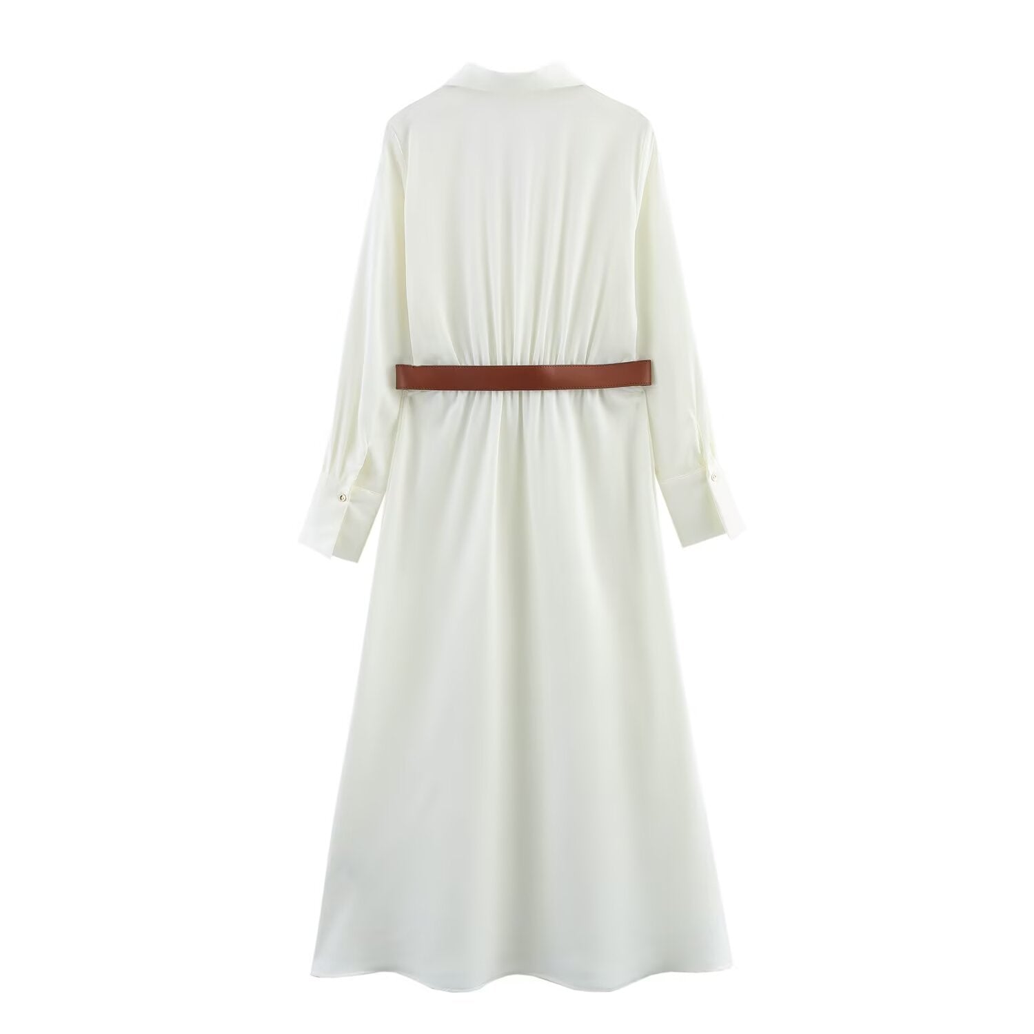 Women 2025 Autumn New Fashion Wear a belt shirt style Dress Vintage Long Sleeve Female Dresses