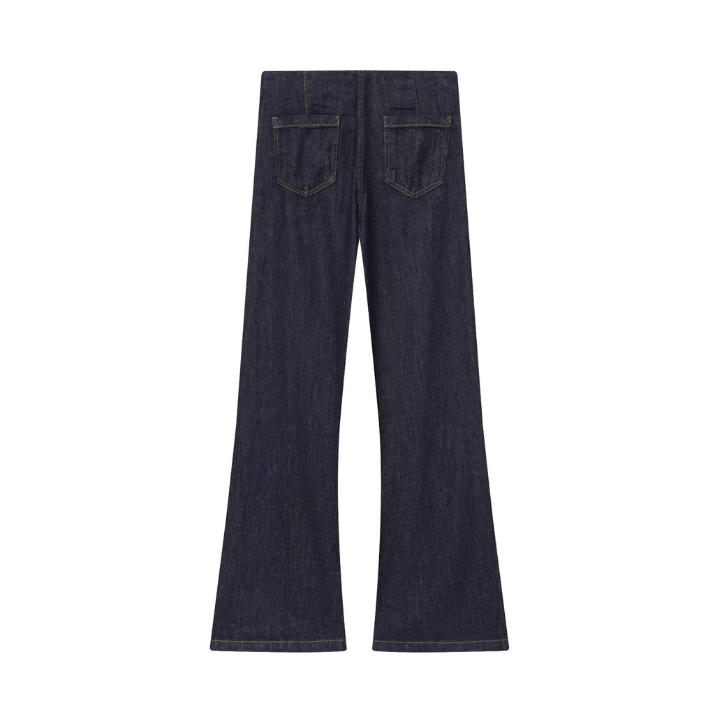 Women's new fashion loose high waisted wide leg jeans+Cowboy top