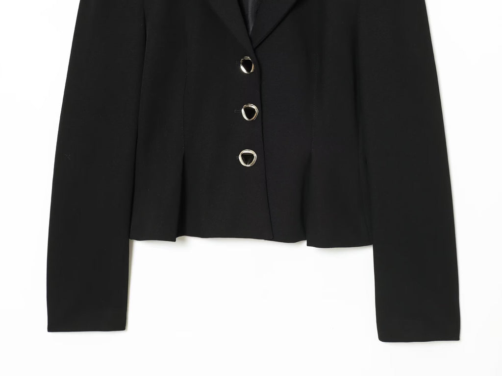 Women's new fashion bubble sleeve hem waist cinched suit jacket+Skirts suit