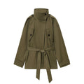 Women's new fashion with Belt loose cotton windbreaker Coat